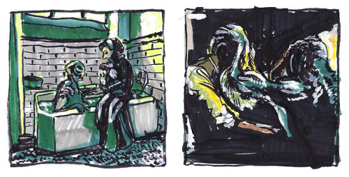 ironvoan-art: quick screenshot studies from The Shape of Water in markers &amp; gouache ♓