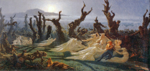 Les Lavandières de la nuit (The Washerwomen of the Night) (1861), by French artist, Yan’ Dargent.Acc