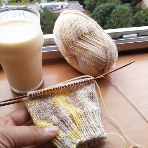 A little bit of Kefir and relaxing sock knitting before we leave our hotel and set off for our last 