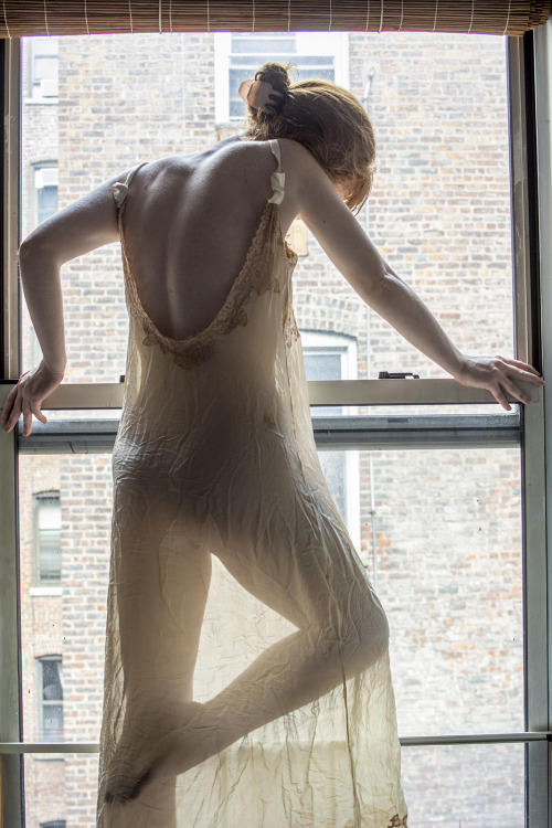 Liv Sage • Ph: AAlberts • Diaphanous Dress • Liv In The Window • • Leave Credits Intact •