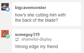 SHE’S DRAGGING THE POINT OF THE BLADE