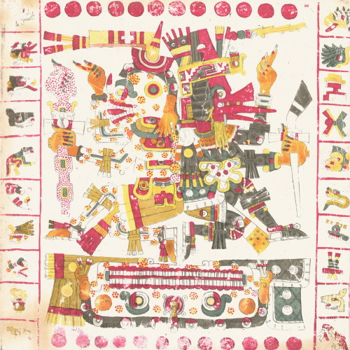 magictransistor:  The Codex Borgia (Codex Yoalli Ehēcatl). Mictlantecuhtli &amp; Quetzalcoa