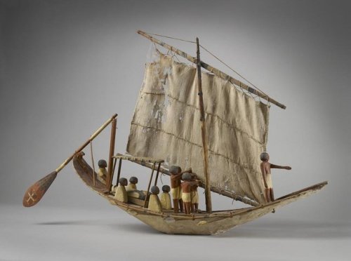 Model of a Boat 9th to 11th Dynasty, ca. 2125-1940 BC. Made of wood, gesso, textile, paint, and stri