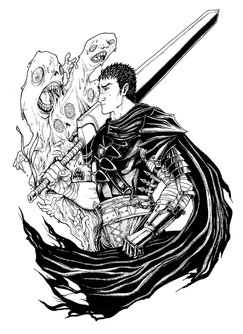 Inktober (my day 2 drawing)! Guts from Berserk, all done in Micron pens.