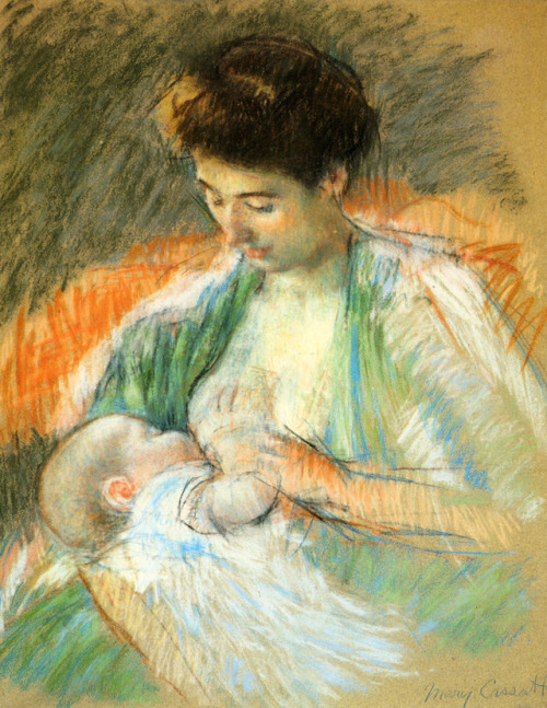 artist-cassatt:Mother Rose Nursing Her Child, Mary CassattSize: 57.785x71.755 cmMedium: oil on canvas