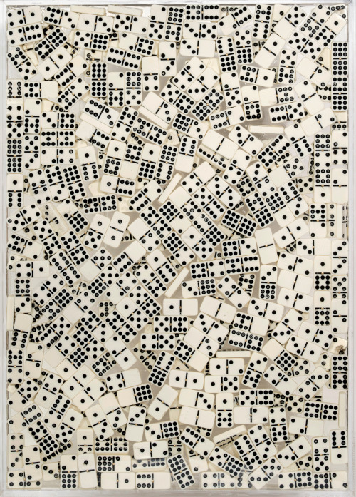 thunderstruck9:Arman (French, 1928-2005), Dominos. Plexiglass and resin with dominos, 70 x 50 cm. Un