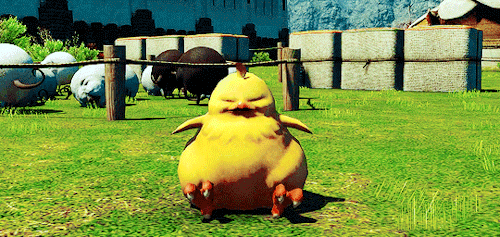 devalentione: ( Minions of Final Fantasy XIV ) -   Heavy Hatchling     It would be foolish to believe that a chocobo could achieve this size dining on greens alone, regardless of how many hundreds of bushels were devoured…in a single sitting. Chicken
