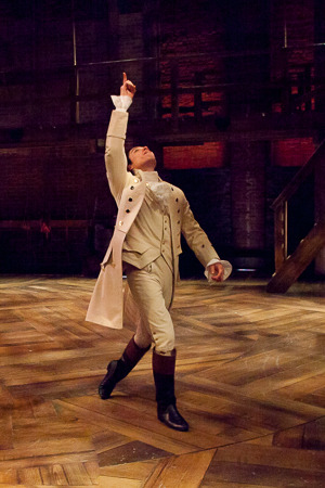 hey-ramos:Anthony Ramos enjoys his curtain call during the Hamilton opening night at the Public Thea