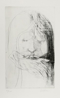 cablestotheace:  Leonard Baskin. American (1922 - 2000), Portrait - Biting Hand (1970), Etching.  20 in. x 13.5 in.