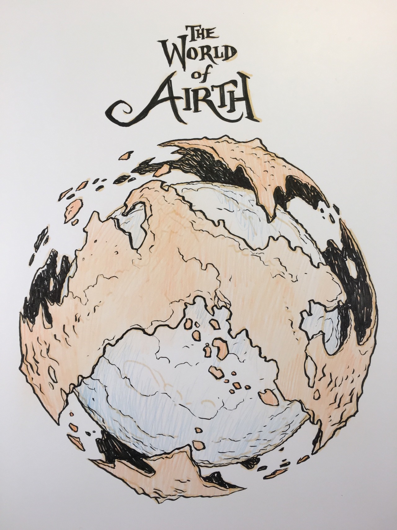 rpgtoons: mrjakeparker:  INKTOBER Day 14!  The world of Airth. Literally torn apart