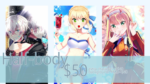 aionyan:2020′s commissions sheet ♥! My second income to pay all my bills are my commissions so reblo
