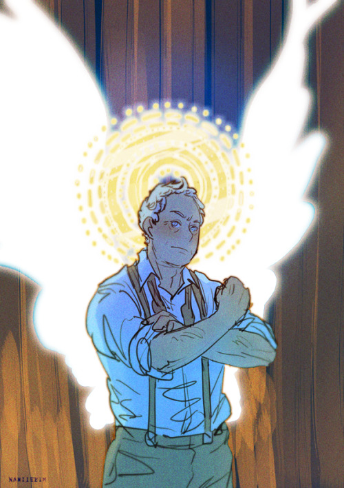 Aziraphale and Crowley halo and sleeves experiment