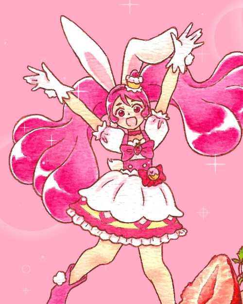 Whip, Step , Jump!! Finishing my KKPC watercolour food series with Cure Whip!Strawberry and praline 