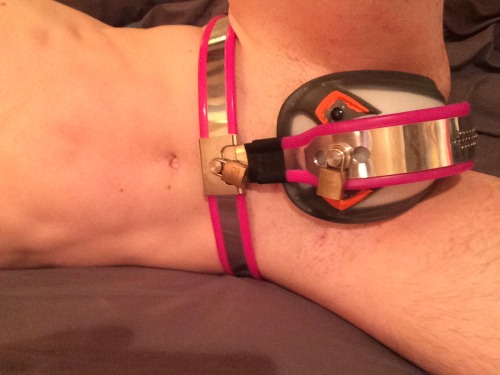 ohmurrr:  This is something I’ve always wanted to try… I modified an athletic cup to fit over the tube of my chastity belt and be locked onto me… I like the way it keeps my balls pressed up against my body. Not really practical for every day wear,