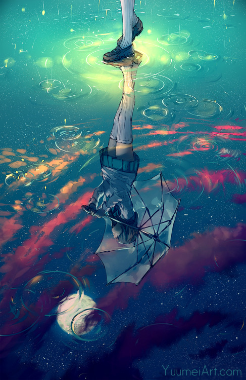yuumei-art:It’s the rainy season again~I always loved the reflection of the sky against the we