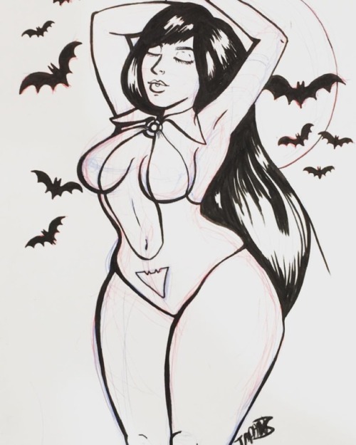 Vampirella inktober doodle ‍♀️#inktober2018 #inktober #halloween #vampirella #comics #sexy #thicc 