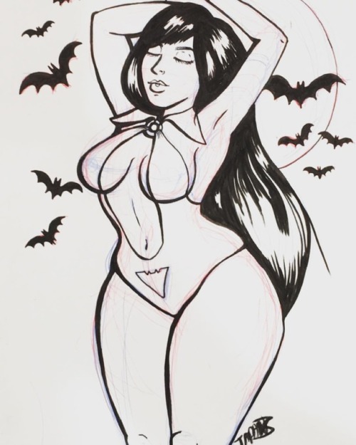 Vampirella inktober doodle ‍♀️  #inktober2018 #inktober #halloween #vampirella #comics #sexy #thicc 