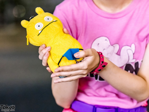 Ayumi on the street in Harajuku wearing a Casper The Ghost t-shirt from One W Oh (the shop where she