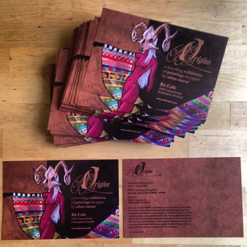 YAYA! The postcards for my first art show for 2013 are here! &ldquo;Origins&rdquo; is a trav