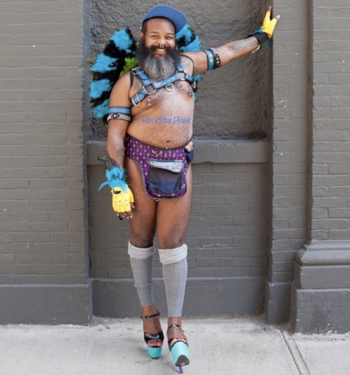inkedprince: RockStar.Black Folsom Street East #MenInHeels #LeatherMan #FatBoi #BodyPositivity Pierc