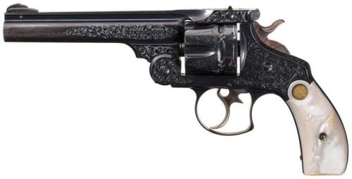 Factory engraved Smith &amp; Wesson Frontier with pearl grips, manufactured between 1881 and 1889.fr