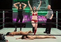 Victorious tag team, one woman Â with sneakers,