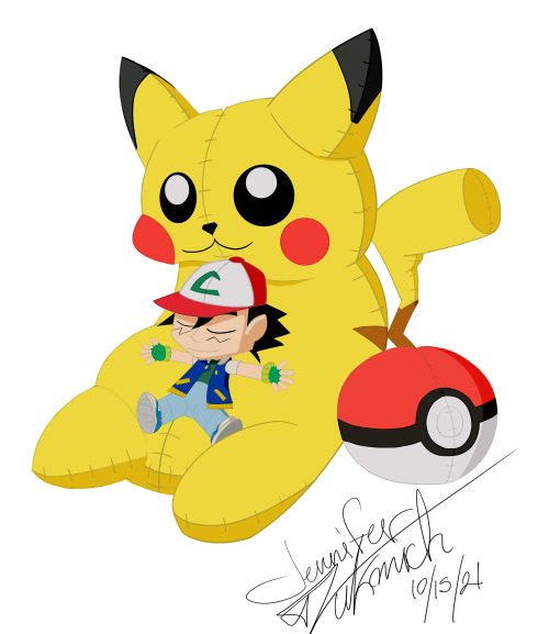 vantom99:  Best Friends For Over 25 Years / 2021    This piece was inspired by previous charcoal sketch of Pikachu as a flour sack that I did back in 2015.  