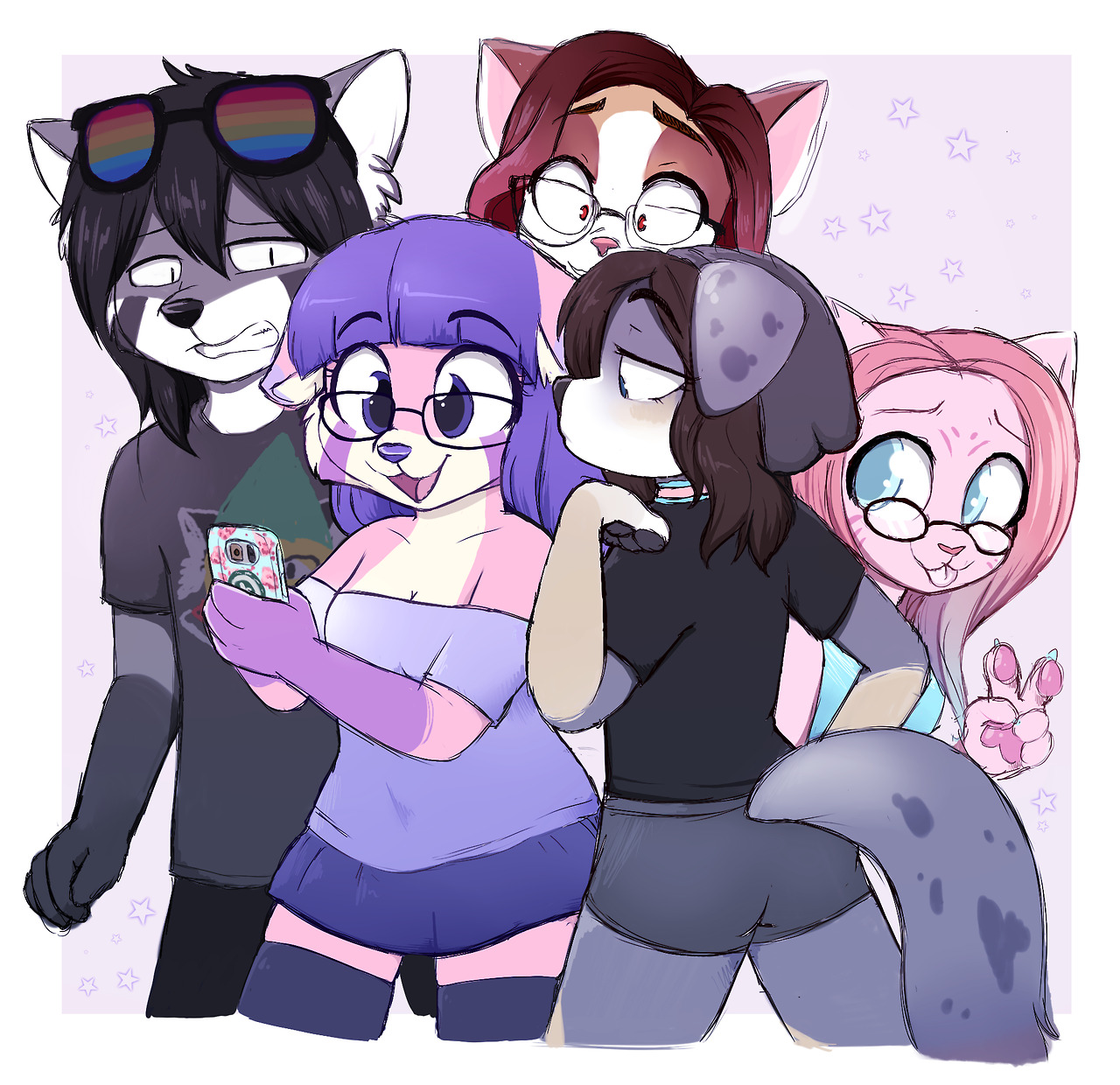 moozua:Draw the squad with @chaosllama @flipsypompom @aliceflare ~ &lt;3
