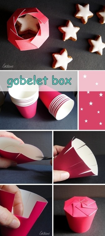 diychristmascrafts:DIY Box from Paper Cup Make this cute little box from a paper cup.DIY Find the DI