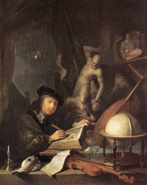 Painter in his Studio (1647). Gerrit Dou (Dutch, 1613-1675). Oil on oak. Gemäldegalerie, Dresden.It 