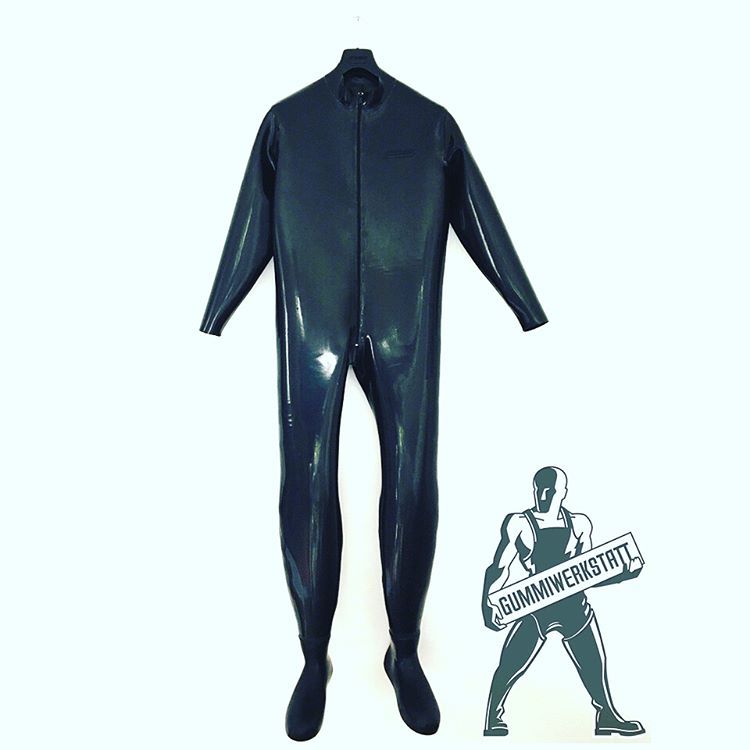 gummiwerkstatt:1,1 mm heavy rubber catsuit with attached anatomical shaped heavy