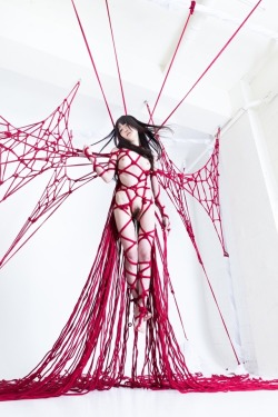 kinokohajime:“Red” my original rope installation series. Model Nananano shibari and tie Hajime Kinoko