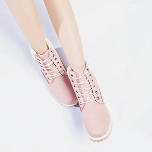 kaonoshi:Color Match Ankle Lace Up Kight Flat BootsDiscount Code : Joanna15 (15% off)