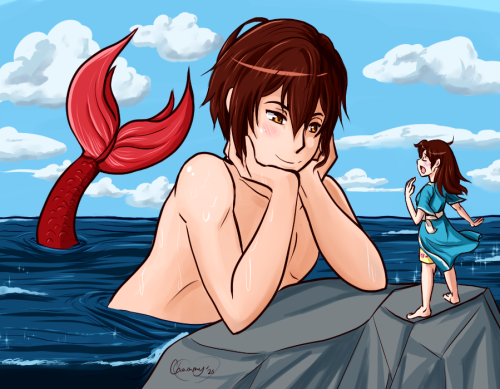Local merman comes to listen to human woman sing. More at 11.Lineart and Finished product. I’m. So f