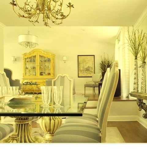 Eclectic Dining Room - Dining RoomImage Of A Mid-sized Eclectic Dining Room With A Dark Wood Floor And