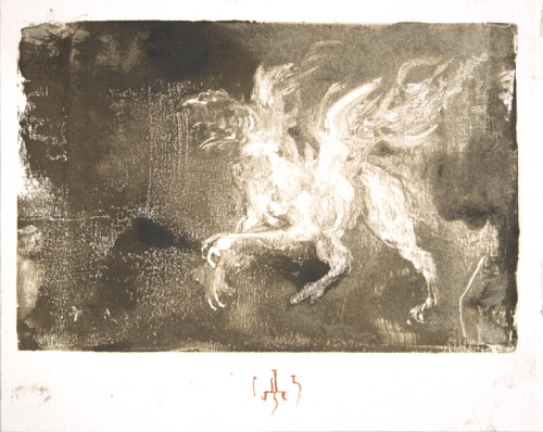 denisforkas: Raging Griffins (studies for The Ascension of Alexander the Great), 2015 Monotype 