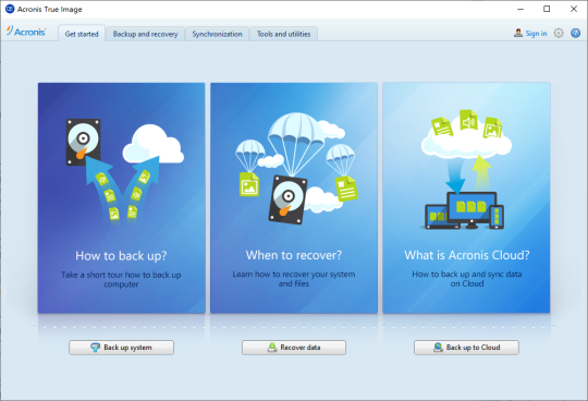Acronis True Image Get started