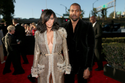 Kim Kardashian West And Kanye West At The 2015 Grammy Awards