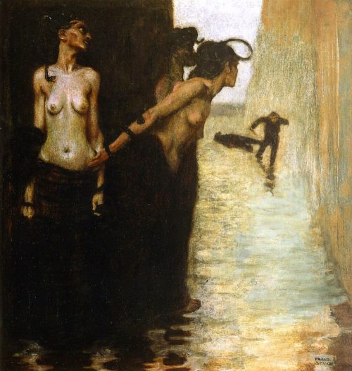 The Murderer, Franz von Stuck, 1891. #franzvonstuck #franzstuck #themurderer #1891 #1890s #painting 