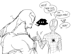 biteghost:  listen I know that venom isn’t technically in the MCU but I can’t stop thinking about Grown Adult Eddie Brock meeting High Schooler Peter Parker in the Avengers for the first time and not having any bad history with him and just immediately