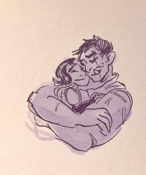 Some mooore old unposted inktober2018.My halfling bard Pimsire hugging his big friendos (this is my 