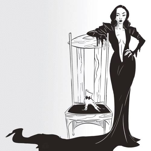 deviantart:  Little Wednesday is all grown up—and looking fab in Morticia’s gown!‪#‎AddamsFamily‬ 