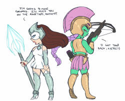 princesscallyie: Delta’s wiki page is up! Here’s are the doodles I drawn for it. The first was just supposed to be her White Maiden form but I turned into scene with Anthony with his alternative battle outfit. I’ll update this with Griffin’s stuff