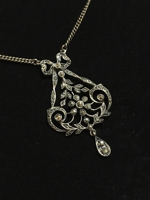 Antique silver &amp; marcasite pendant