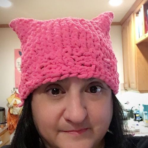 Got my pink Pusey hat and a hell of a filter. #pussyhatproject #pussyhat #womensmarch #resist #notmy
