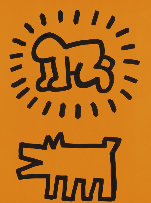 mauveflwrs:Keith Haring - Untitled (Radiant Baby and Barking Dog) (1984)