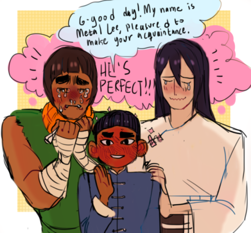 jadenvargen:neji/lee aka the ULTIMATE POWER COUPLE!! + that’s their son. i fixed boruto for you.
