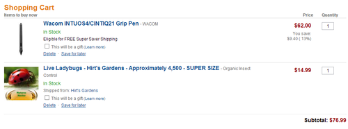 iguanamouth:  i went to order another tablet pen on amazon because i lost my last one and when i when to check out i saw there was another item in my cart  so im like wait what else is in here i didnt order anything else and i click on the cart  it was