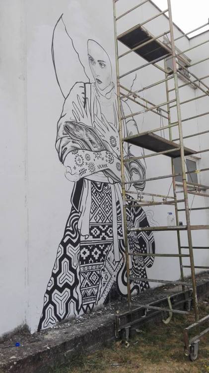 My mural in Croatia last year @zen_opuzen .The Mural depicts a croatian woman in national costume ho