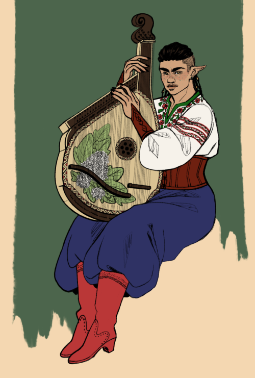 Gyrahor-Kirin Amarillis (he/they) is a half-forest elf bard from the Bisaft Post. He never knew thei